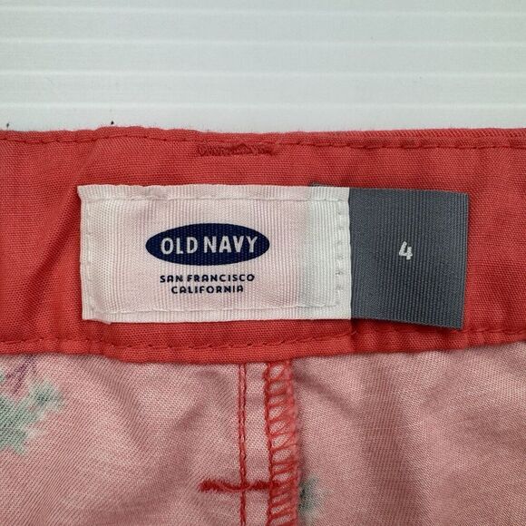 Old Navy Size 4 Pink Shorts Palm Tree Chino - Picture 2 of 7